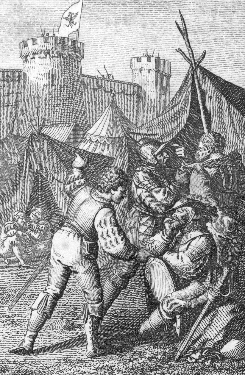 Confederação dos VIII Cantões (Suíça): "Imperador Carlos IV (1316-1375) sitiando a cidade de Zurique por volta de 1351 (Carlos IV, Santo Imperador Romano sitiando Zurique na época da Antiga Confederação Suíça (Antiga Confederação de oito estados) 1351) Eng de Johann Michael Mettenleiter