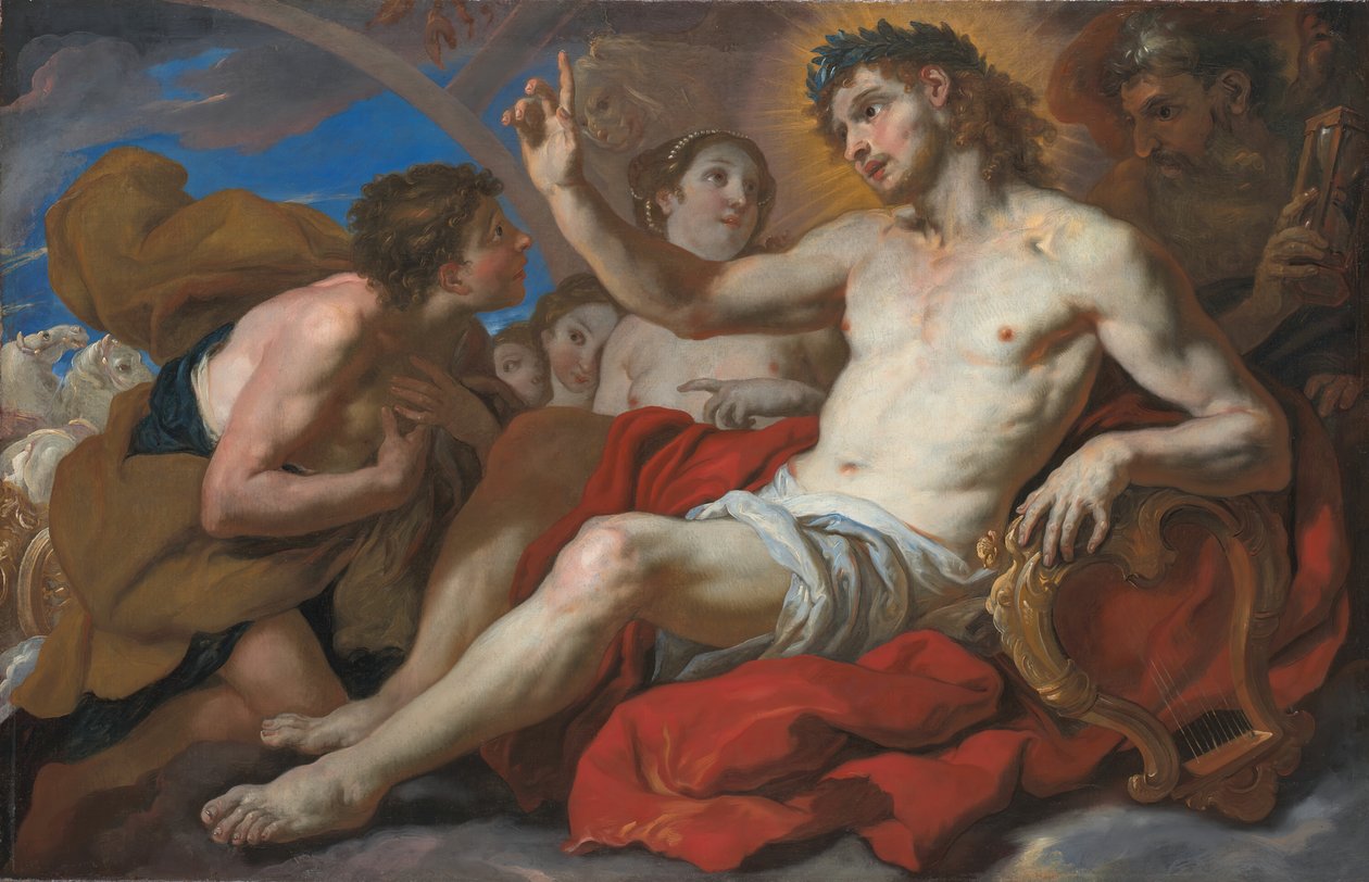 Apollo concedendo permissão a Phaeton para dirigir a carruagem do sol, 169095. de Johann Michael Rottmayr