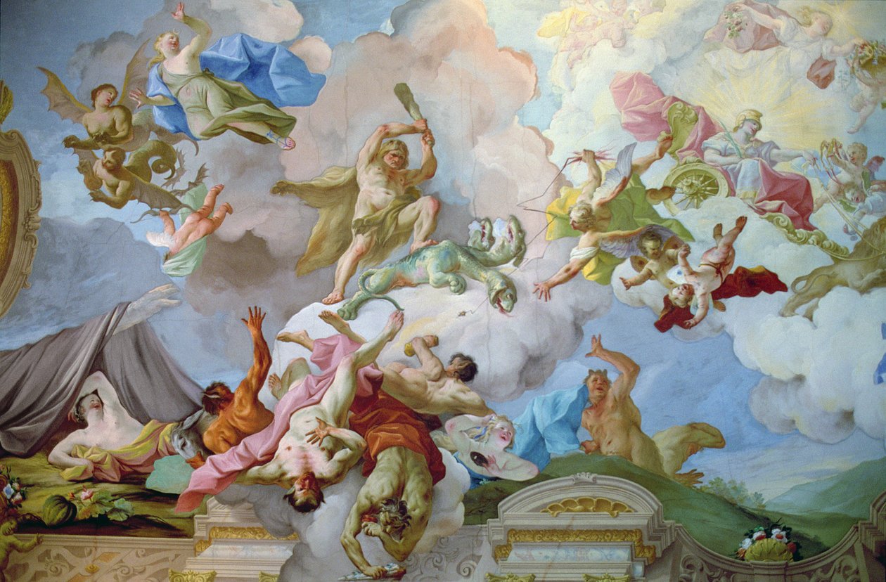 Hércules Killing the Hydra (fresco) de Johann Michael Rottmayr