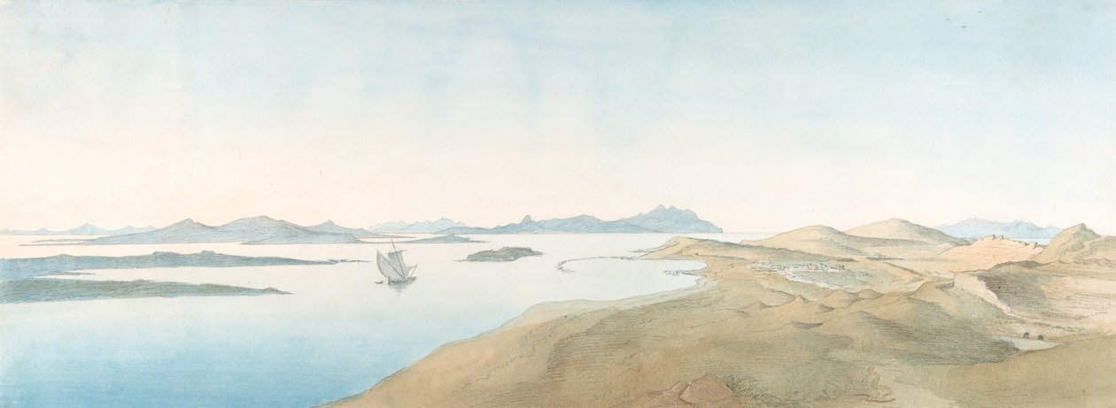 Vista Panorâmica nas Ilhas de Delos, início do século XIX. de Johann Michael Wittmer