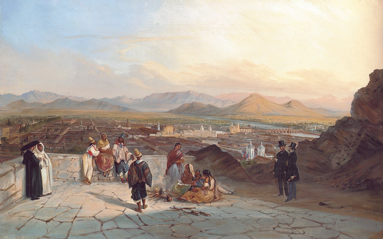 Santiago do Chile do Morro de Santa Lúcia olhando para o oeste, 1841 de Johann Moritz Rugendas