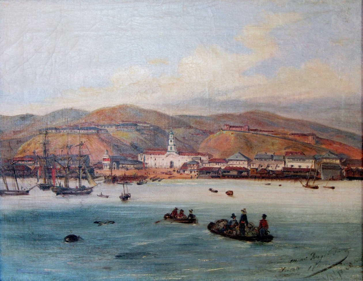 Espanhol: El puerto de Valparaíso O porto de Valparaíso de Johann Moritz Rugendas