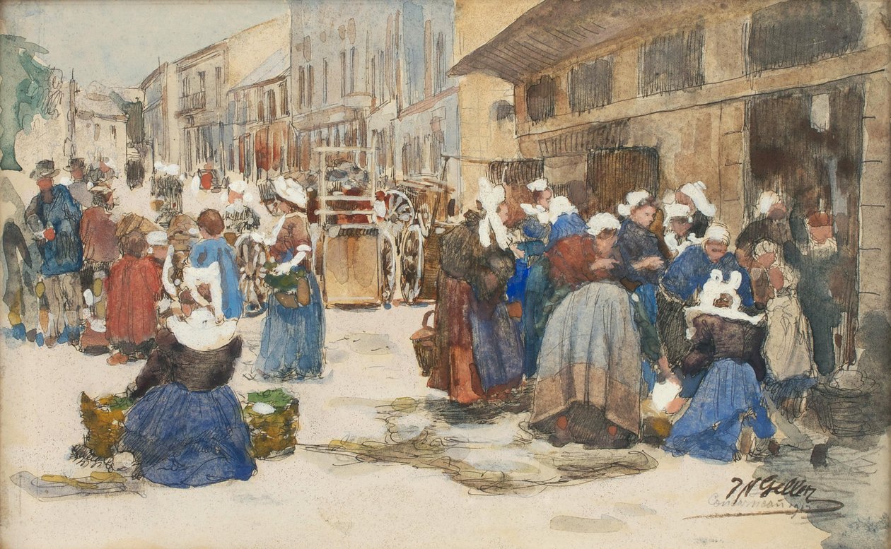 Mercado em Concarneau de Johann Nepomuk Geller
