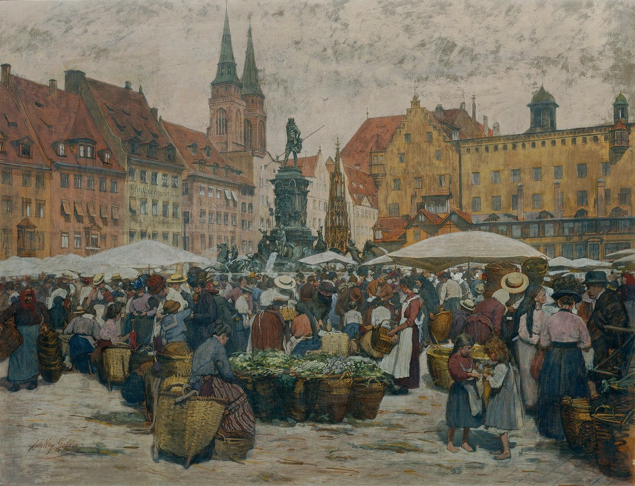 Mercado em Nuremberga de Johann Nepomuk Geller