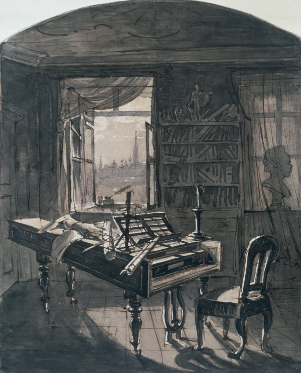 Sala de Beethovens no momento de sua morte, 1827 de Johann Nepomuk Hoechle