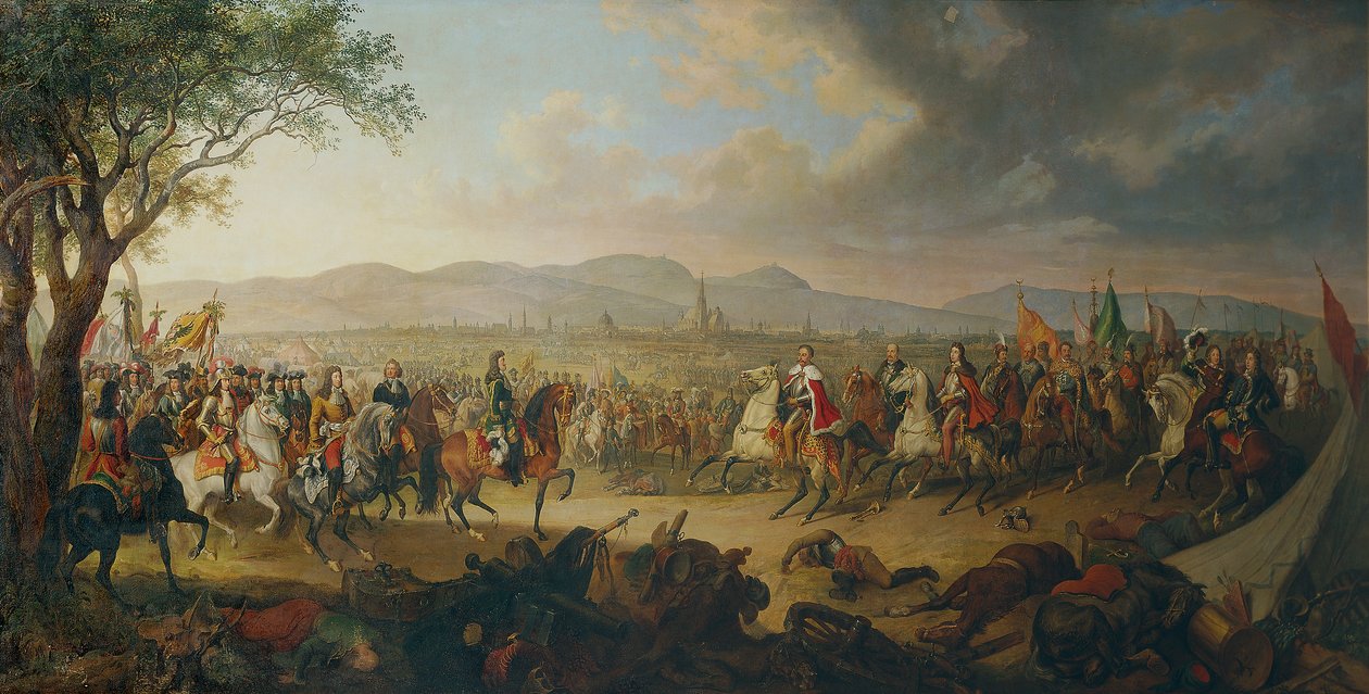 Imperador Leopoldo I e Rei Jan III Sobieski em frente de Viena de Johann Nepomuk Höchle