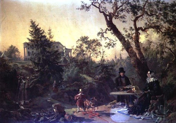 Grupo Familiar no Jardim de uma Casa de Campo de Johann Nepomuk Rauch