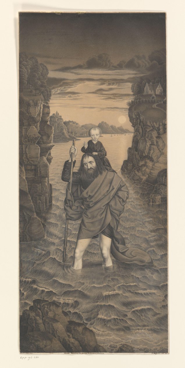 São Cristóvão atravessando um rio com a Criança Cristo nos seus ombros
Obras da colecção dos irmãos Boisserée (título da série)
Galerie des Frères Boisserée (título da série) de Johann Nepomuk Strixner