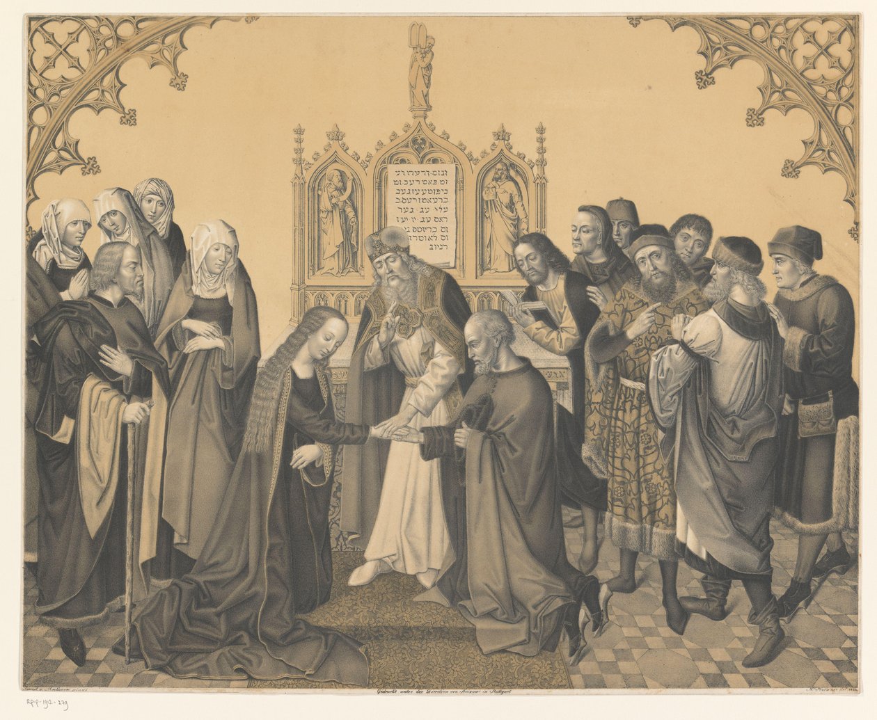 Casamento entre José e Maria Obras da coleção dos irmãos Boisserée (título da série) Galerie des Frères Boisserée (título da série) de Johann Nepomuk Strixner