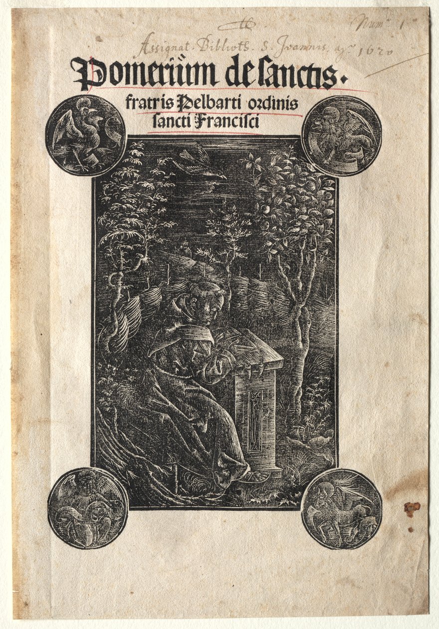 Pelbart de Temesvar estudando em um jardim de Johann Otmar
