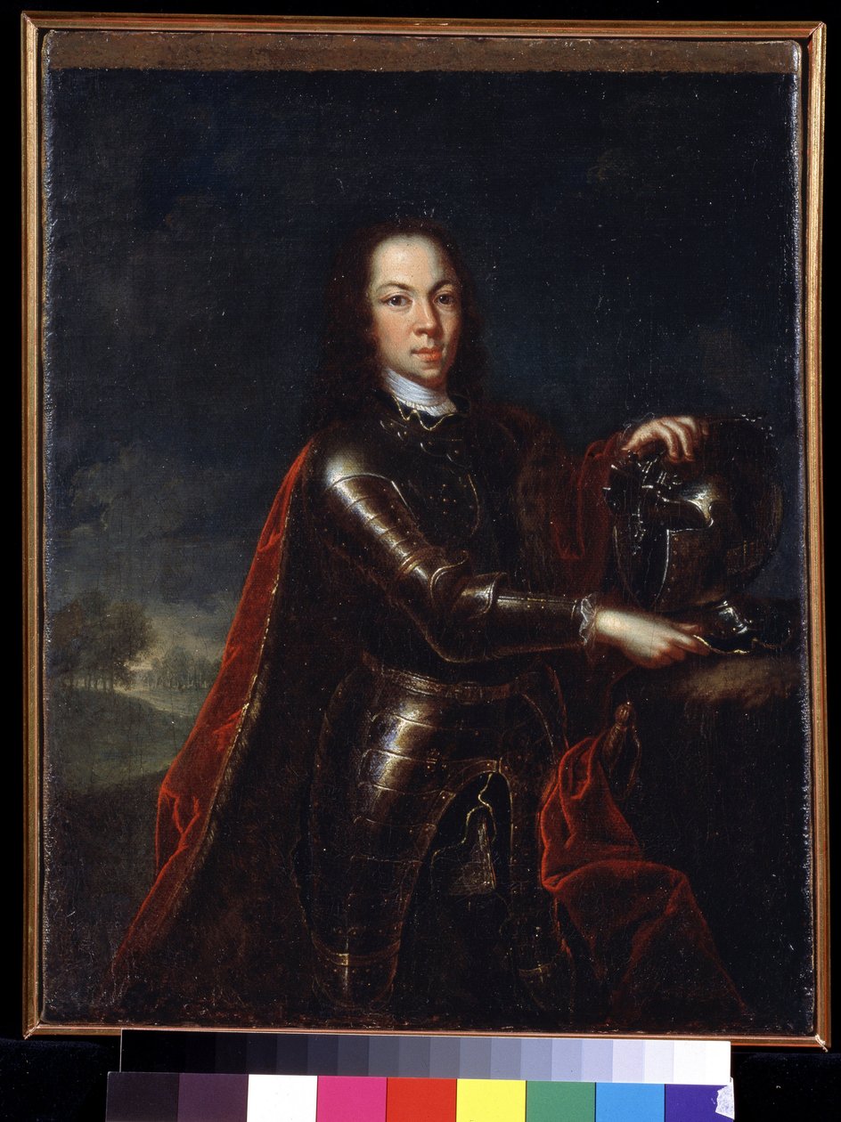 Retrato de Alexis Petrovitch Romanov (1690-1718) da Rússia. (Tsarevich Alexei Petrovich da Rússia). Pintura de Johann Paul Luedden (?-1739) de Johann Paul (d.1739) Luedden