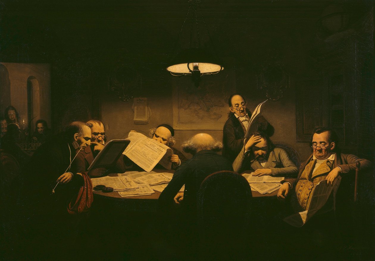 A sala de leitura, 1843 de Johann Peter Hasenclever