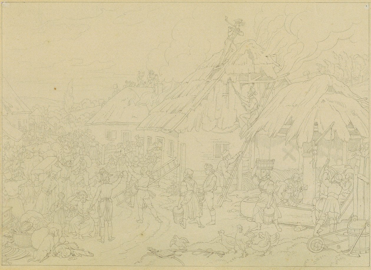 Incêndio na aldeia de Johann Peter Krafft