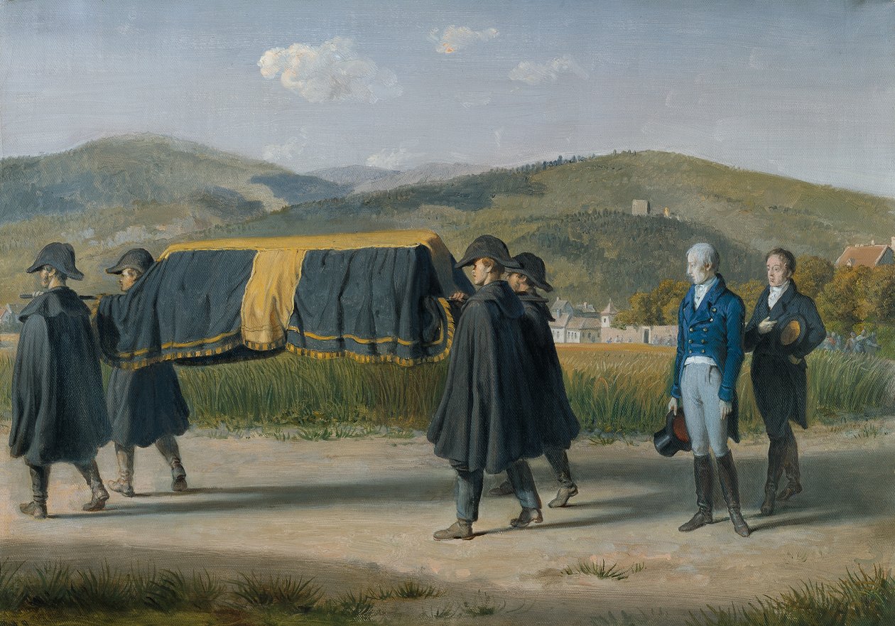O imperador Franz I da Áustria segue o caixão de um pobre de Johann Peter Krafft