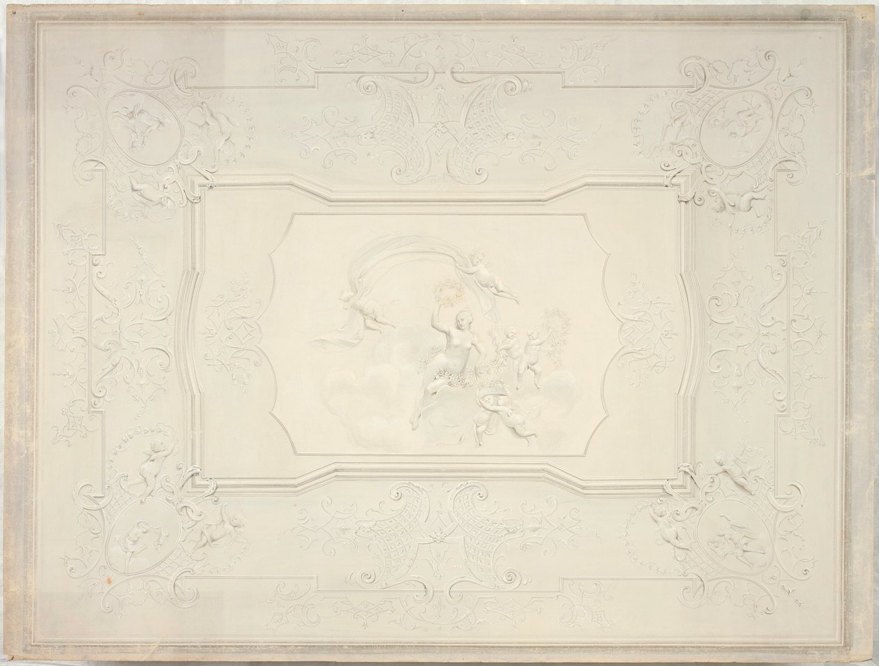 Tecto de estuque na sala de jantar do miradouro inferior de Johann Peter Krafft