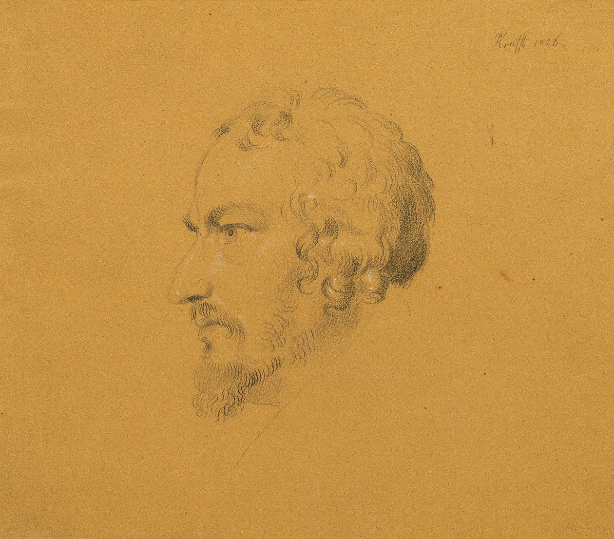 Estudo de um homem barbudo de Johann Peter Krafft