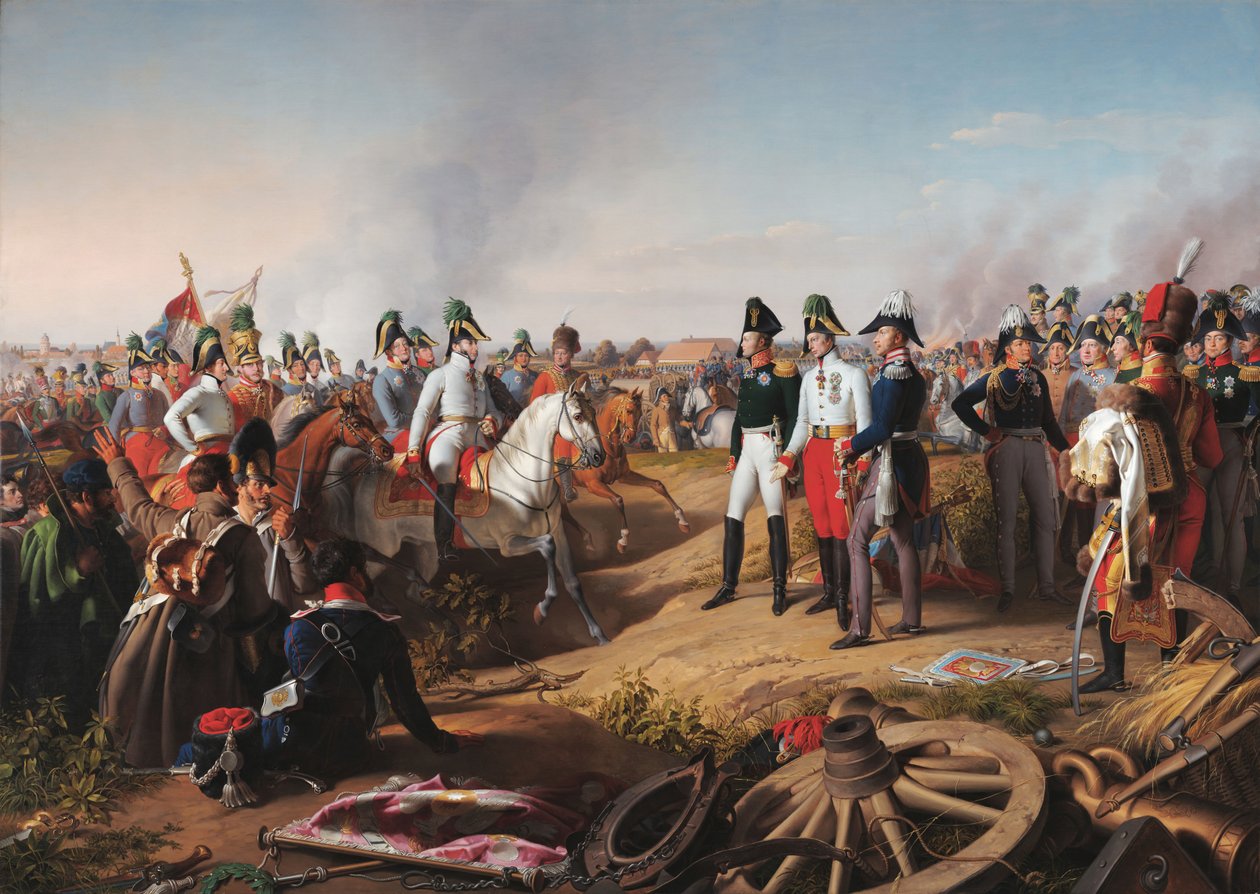 A declaração de vitória após a batalha de Leipzig, 1813 de Johann Peter Krafft