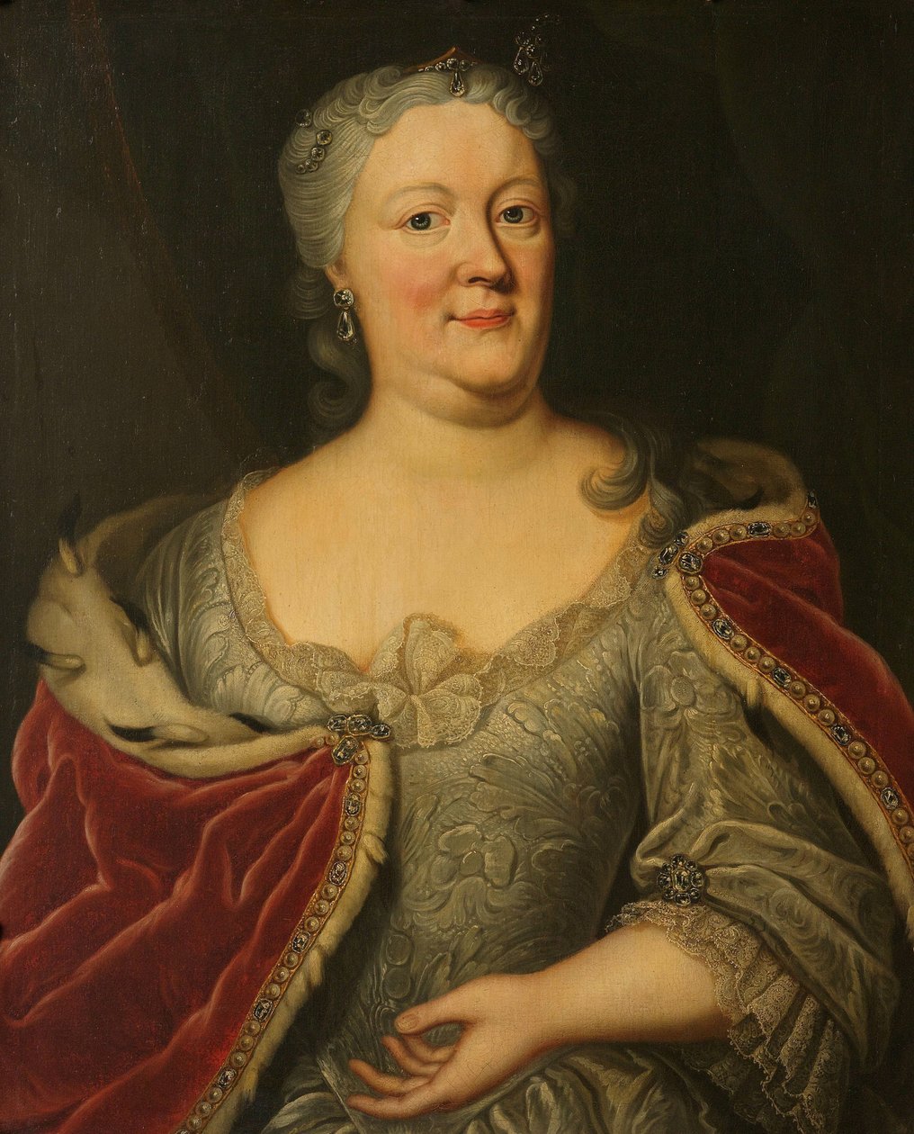 Retrato de Maria Louisa van Hessen-Kassel, chamada Maaike-Meu. Viúva do Stadtholder de Friesland John Willem Friso, Príncipe de Orange-Nassau de Johann Philipp Behr