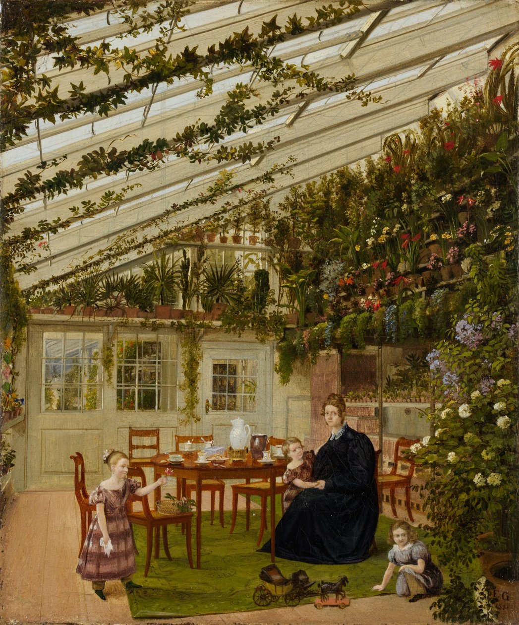 A família do Sr. Westfal no Conservatório, 1836. de Johann Philipp Eduard Gartner