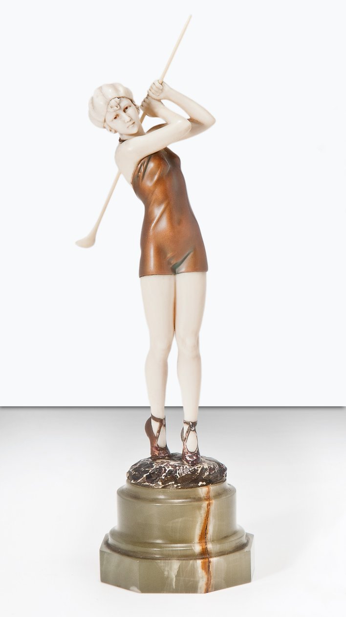 Jogador de golfe em traje de banho, por volta de 1925 (bronze, marfim e ônix) de Johann Philipp Ferdinand Preiss