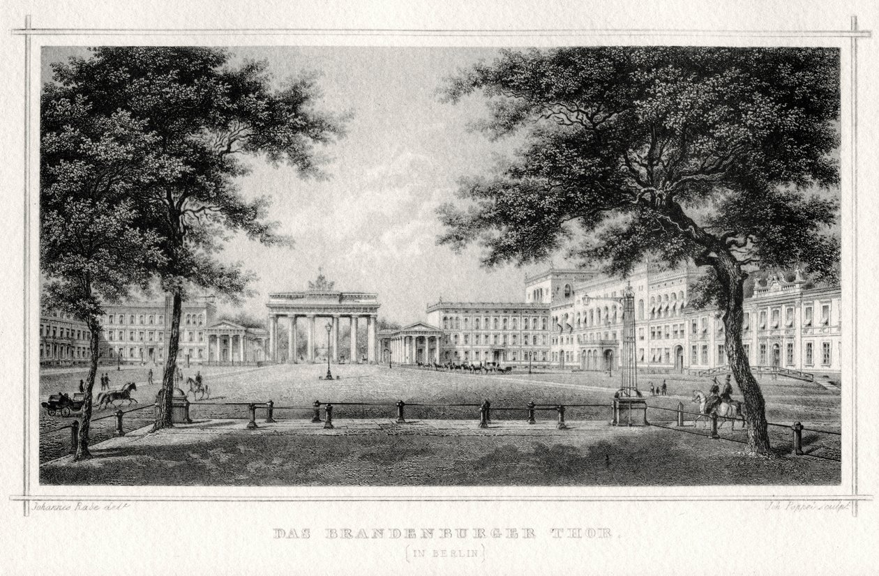 O portão de Brandemburgo, Berlim, século XIX. de Johann Poppei