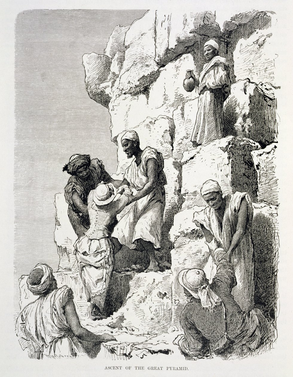 Subida da Grande Pirâmide, século XIX (gravura em papel) de Johann Rudolph the Elder Huber