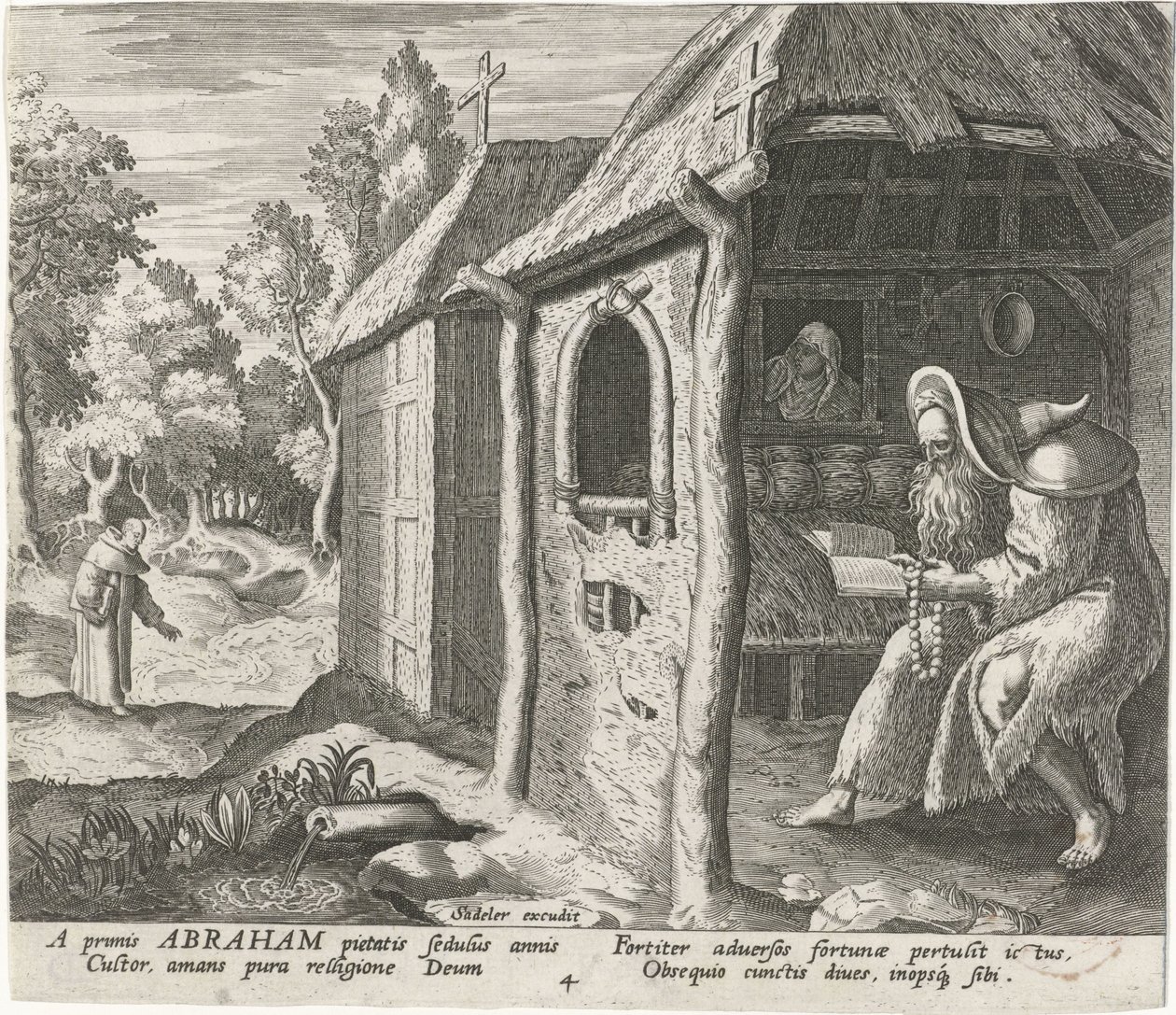 Abraão de Edessa como eremita
Eremitas masculinos (título da série)
Solitudo Sive Vitae Patrum Eremicolarum (título da série) de Johann Sadeler (I)