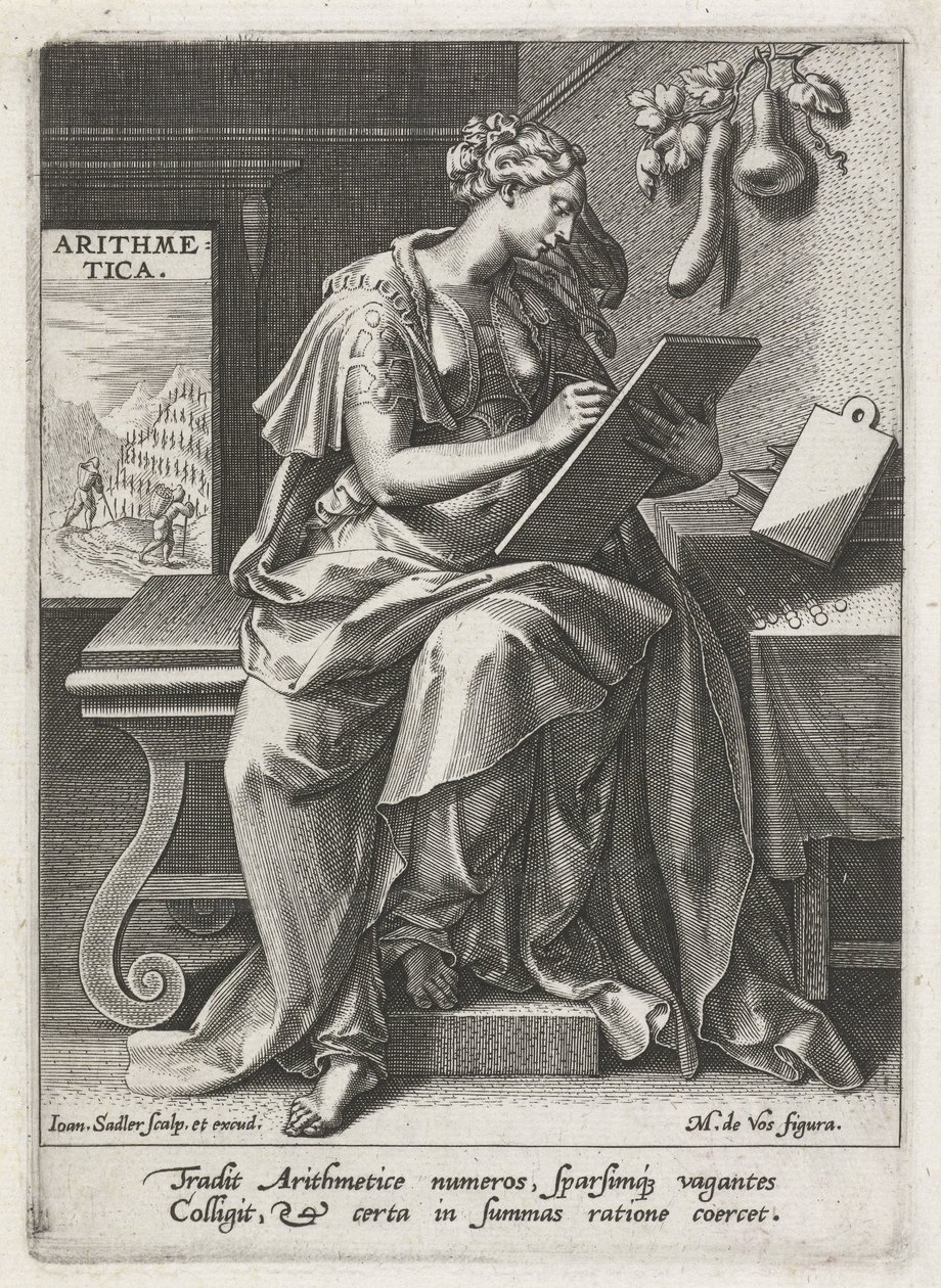 Aritmética
Aritmética (título sobre o objecto)
As sete artes liberais (artes liberales) (título da série) de Johann Sadeler (I)