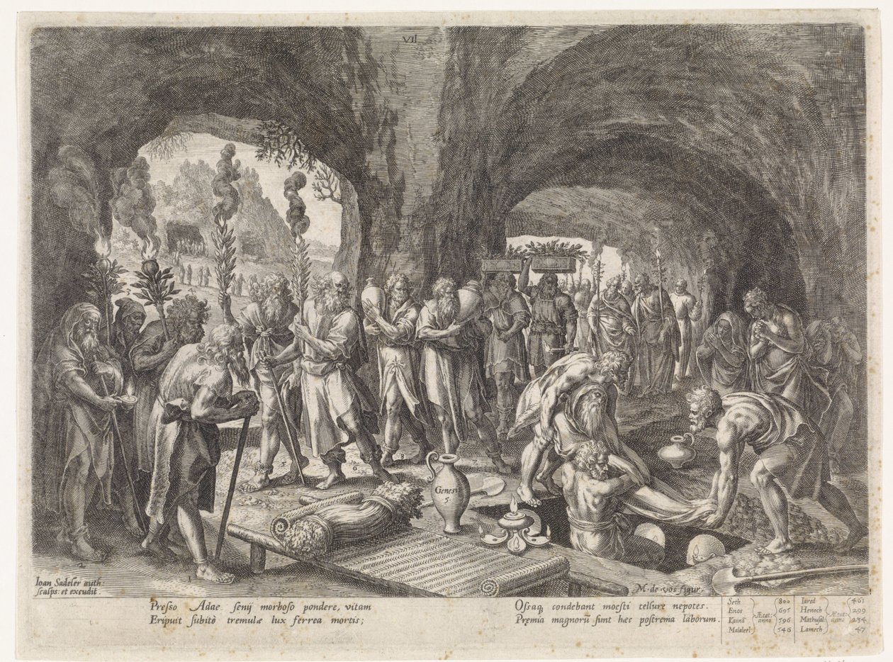 Enterro de Adão História da família de Set / Julgando o bom e o ruim (título da série) Bonorum et Malorum consensio (título da série) de Johann Sadeler (I)