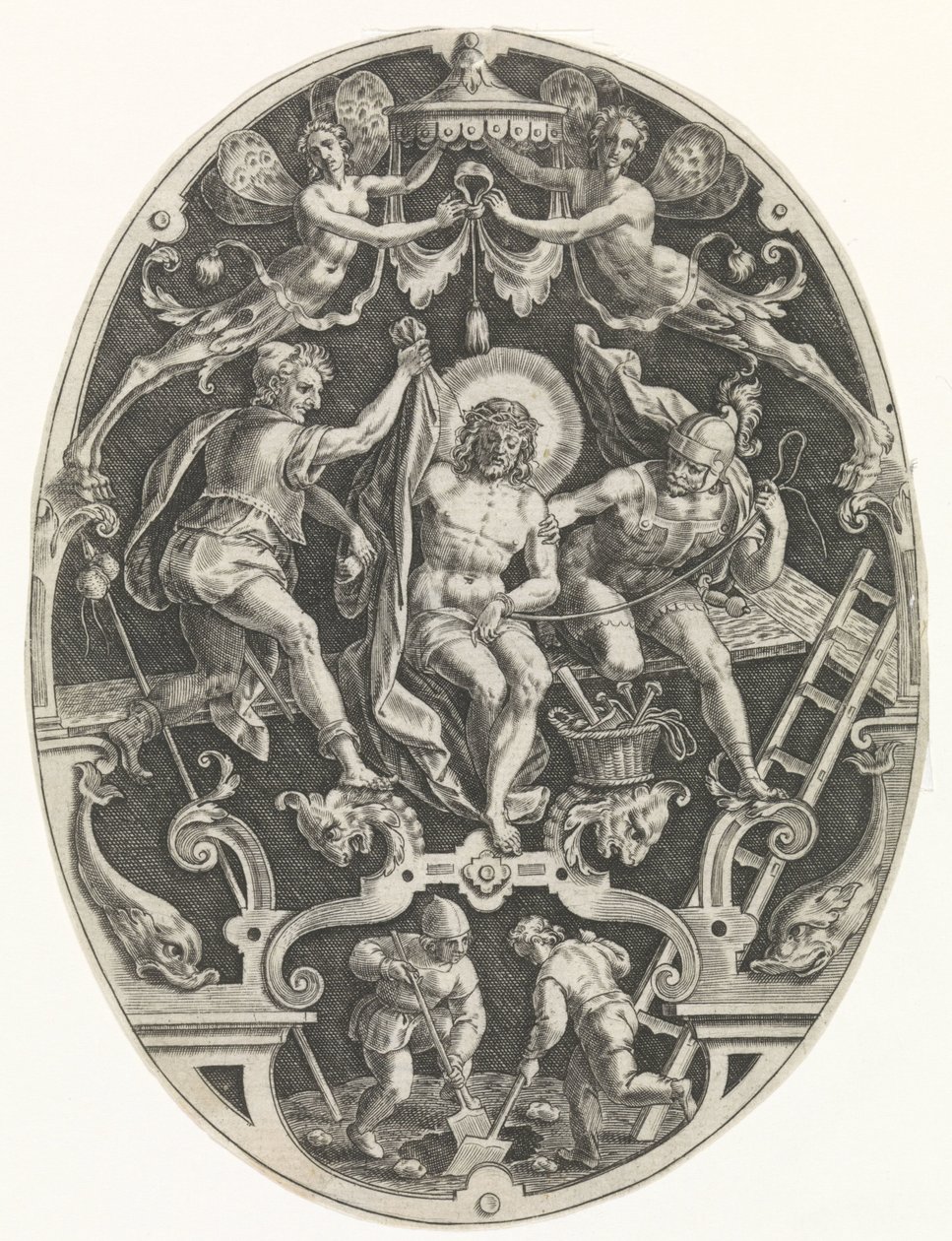Cristo abriu a porta dos soldados Passie van Christus (título da série) A Paixão de Cristo, Nossa Redenção (título da série) de Johann Sadeler (I)