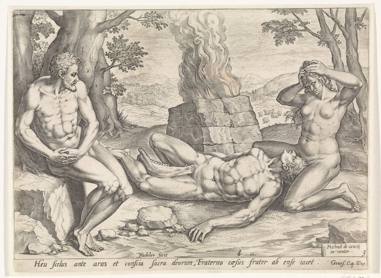 Eva chora a morte sobre Abel
História de Caim e Abel (título da série) de Johann Sadeler (I)