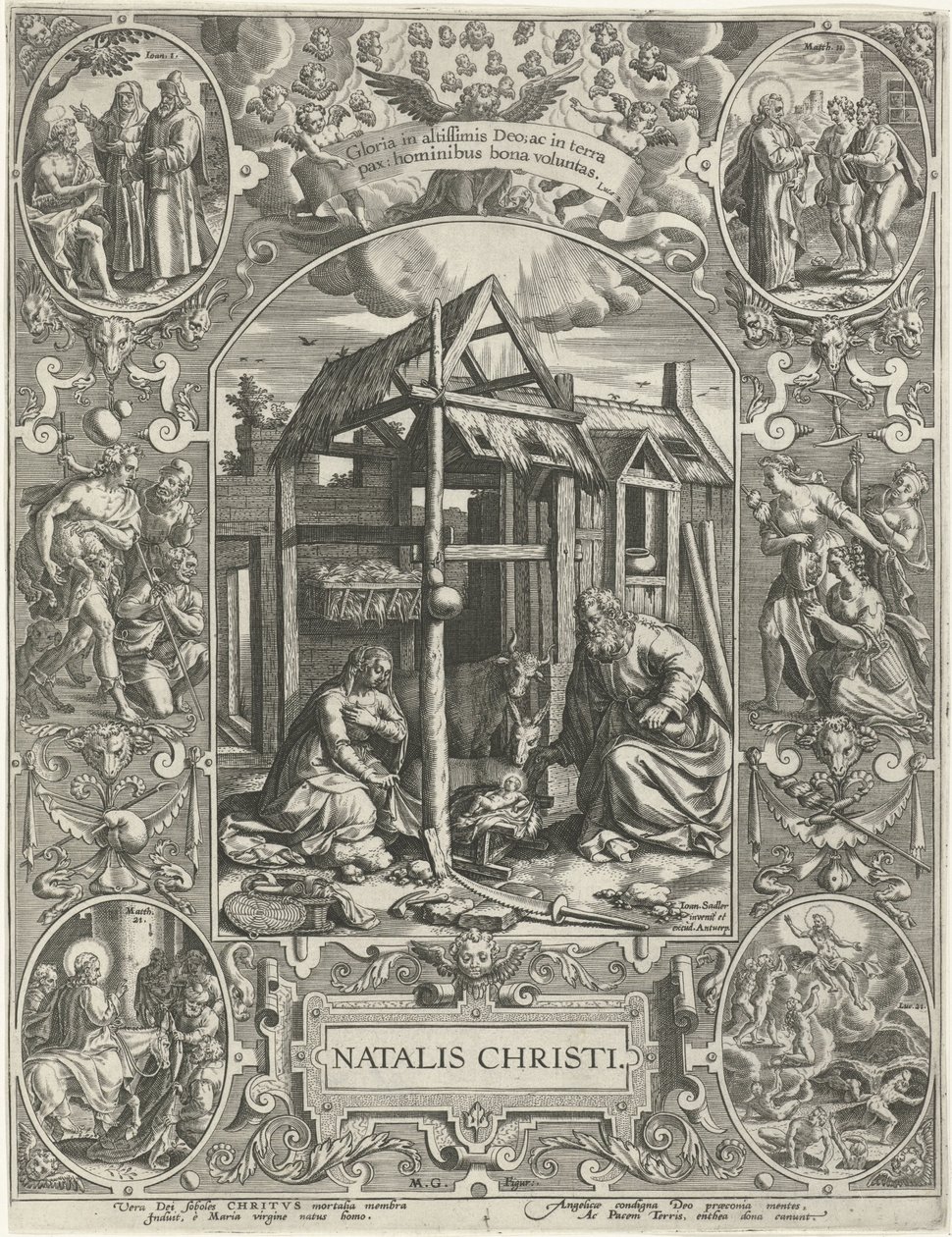 Natividade: Natal Natalis Christi (título no objeto) Os quatro feriados cristãos mais importantes (título da série) de Johann Sadeler (I)