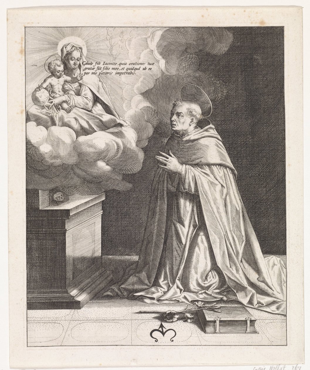 São Jacinto adora Maria com o Menino Jesus de Johann Sadeler (I)