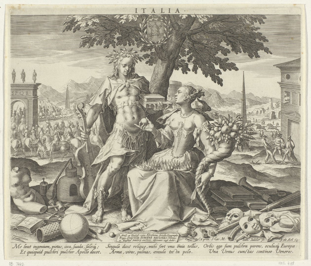 Itália, com Vénus e Apollo
Itália (título sobre o objecto)
Representações alegóricas dos países europeus (título da série) de Johann Sadeler (I)