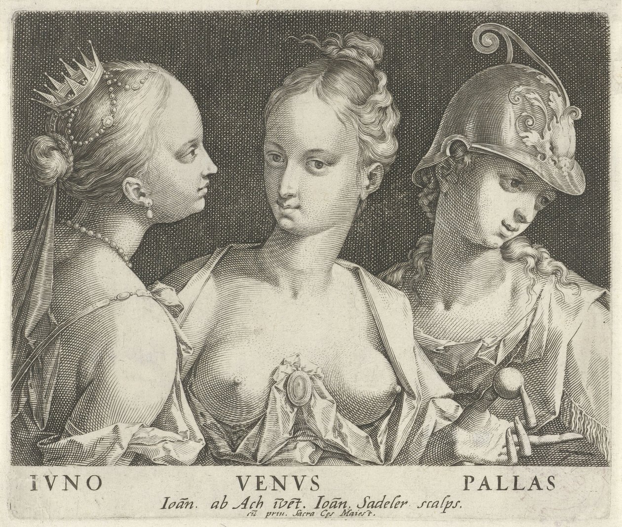 Juno, Vénus em Minerva
Ivno Venvs Pallas (título sobre o objecto) de Johann Sadeler (I)