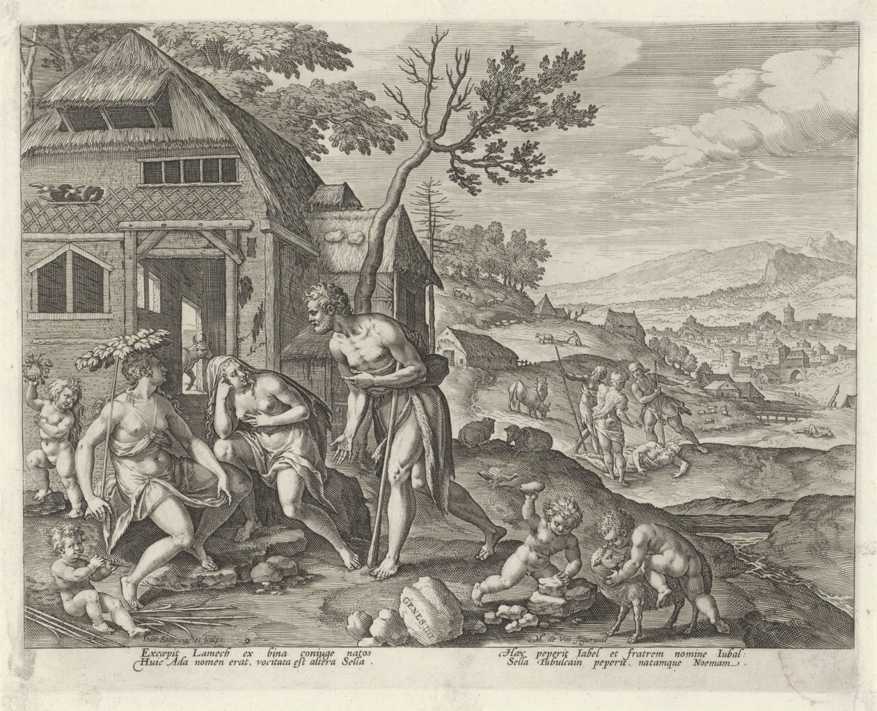 Lamech e as suas duas esposas
Boni et mali scientia (título da série) de Johann Sadeler (I)