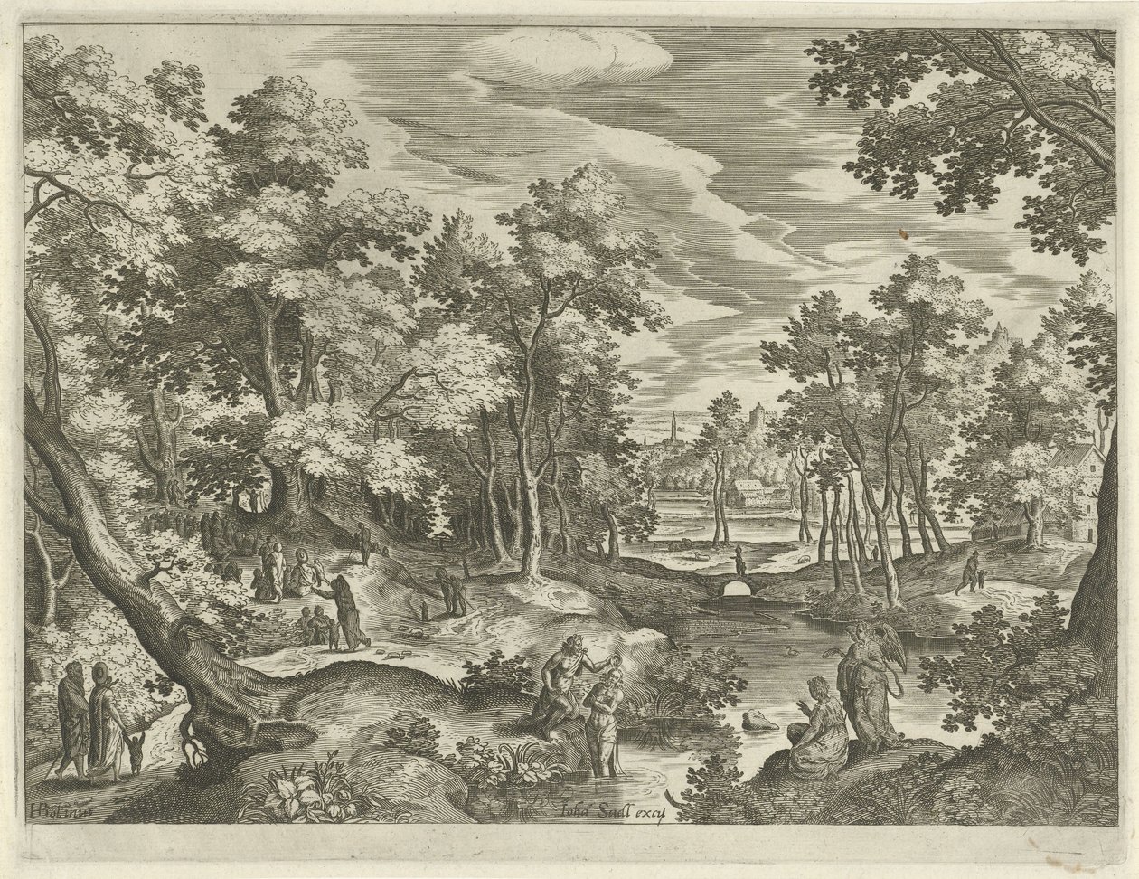 Paisagem com o baptismo de Cristo
Paisagens com cenas do Antigo e do Novo Testamento (título da série) de Johann Sadeler (I)