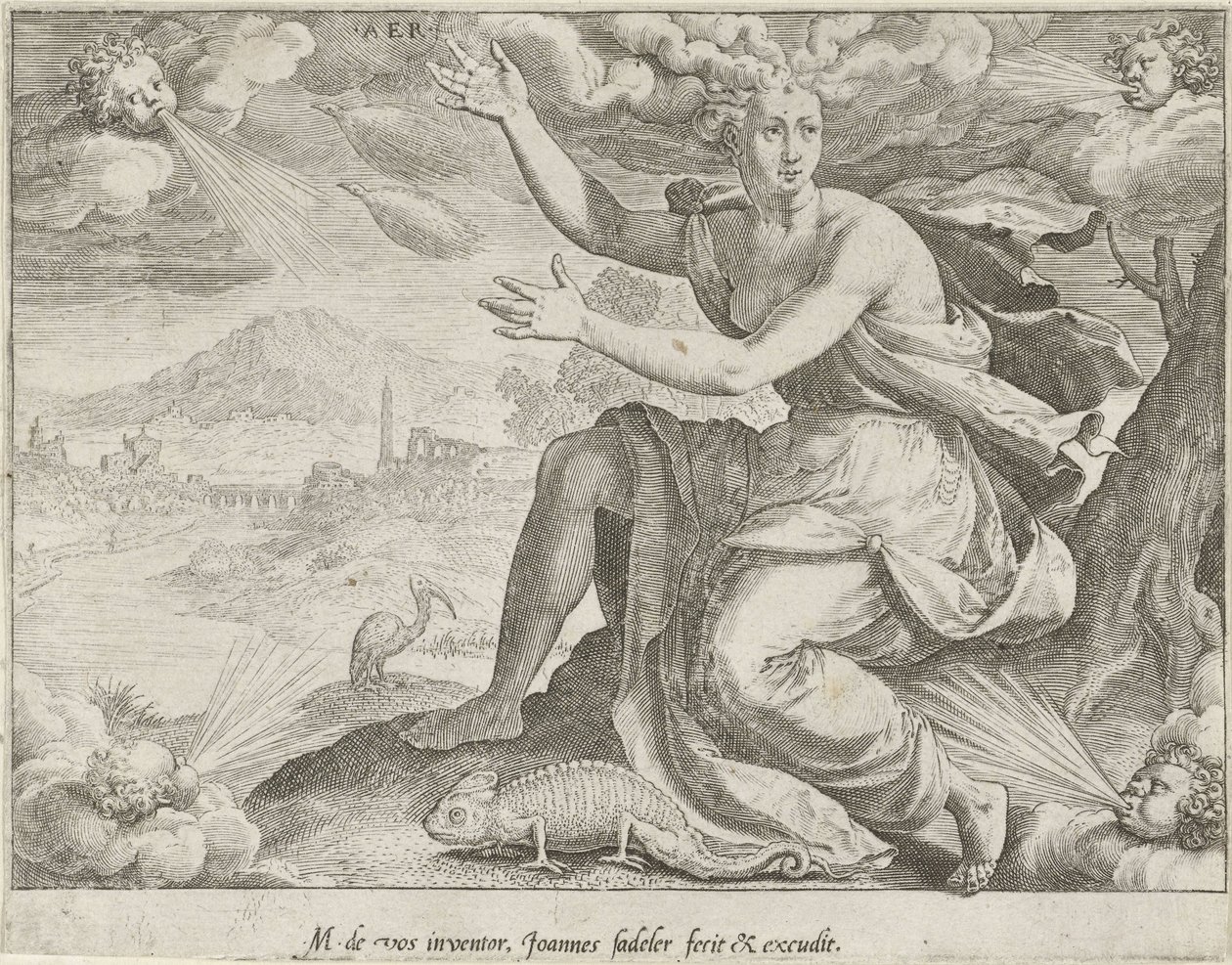 Céu Aer (título no objeto) Os Quatro Elementos (título da série) de Johann Sadeler (I)