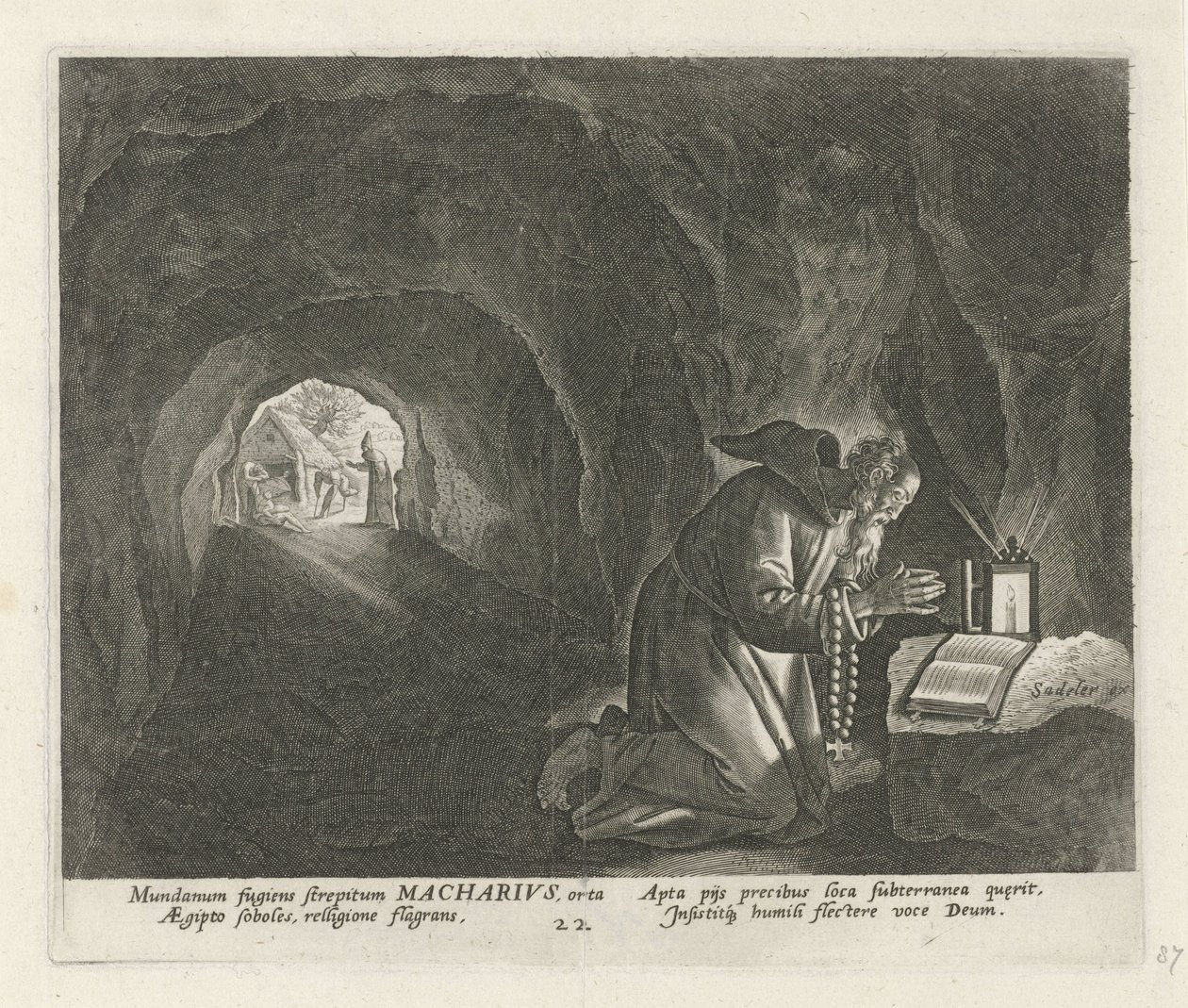 Macarius do Egipto como eremita
Eremitas masculinos (título da série)
Solitudo Sive Vitae Patrum Eremicolarum (título da série) de Johann Sadeler (I)