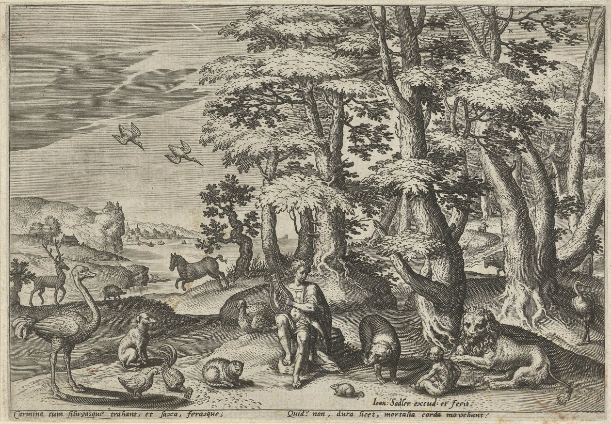 Orfeu, fazendo música para os animais
Paisagens com cenas mitológicas (título da série) de Johann Sadeler (I)