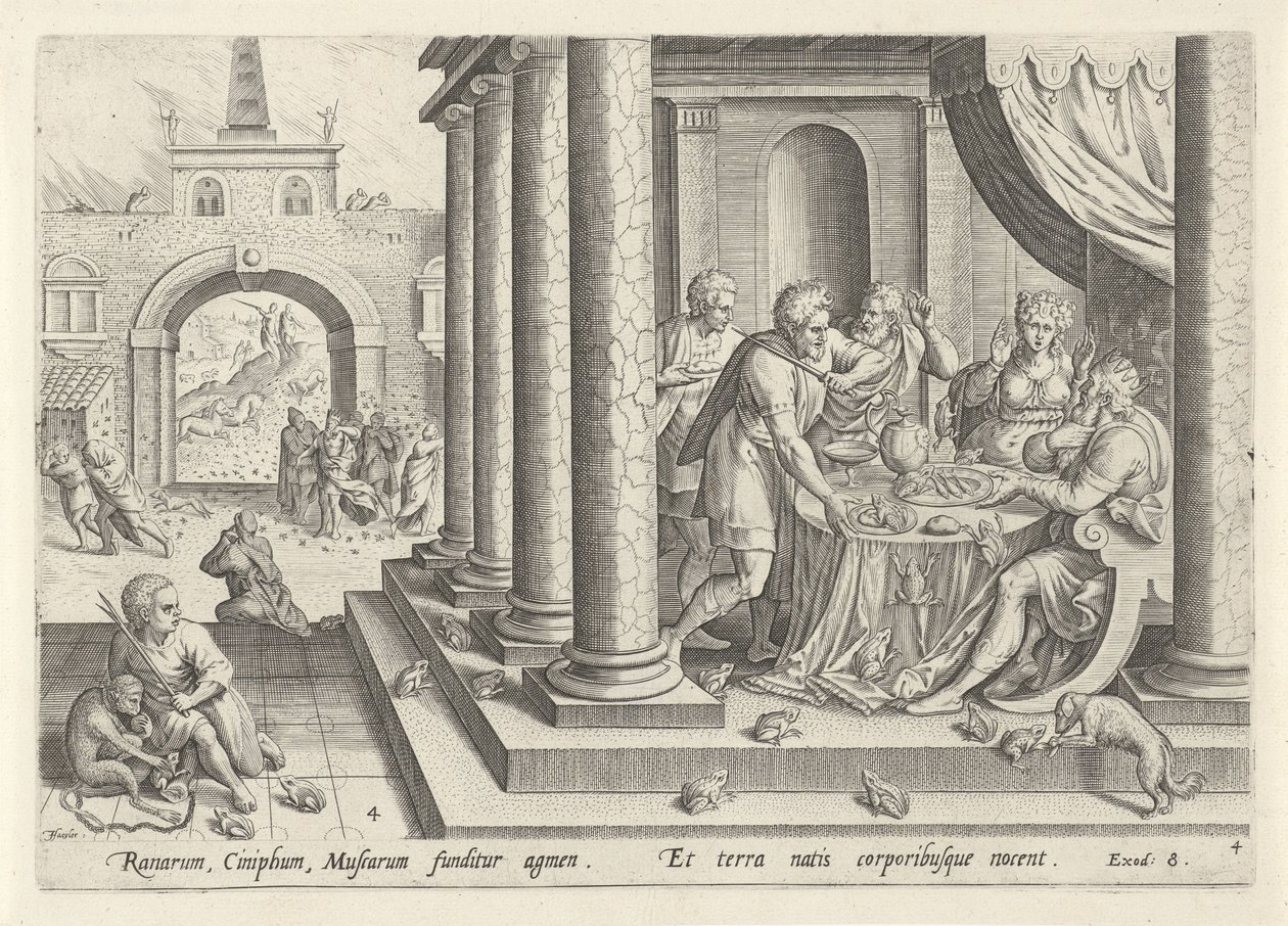 Praga das rãs e dos mosquitos História de Moisés antes do Êxodo (título da série) Historia plagarum em Aegijpto (título da série) de Johann Sadeler (I)
