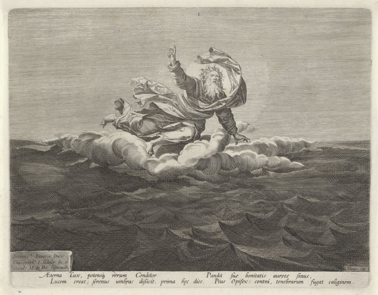 Criação de luz e escuridão Criação do Mundo (título da série) de Johann Sadeler (I)