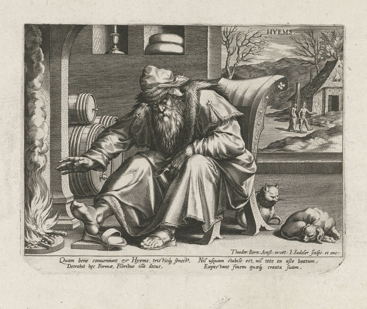 Inverno Hyems (título no objeto) As Quatro Estações (título da série) de Johann Sadeler (I)