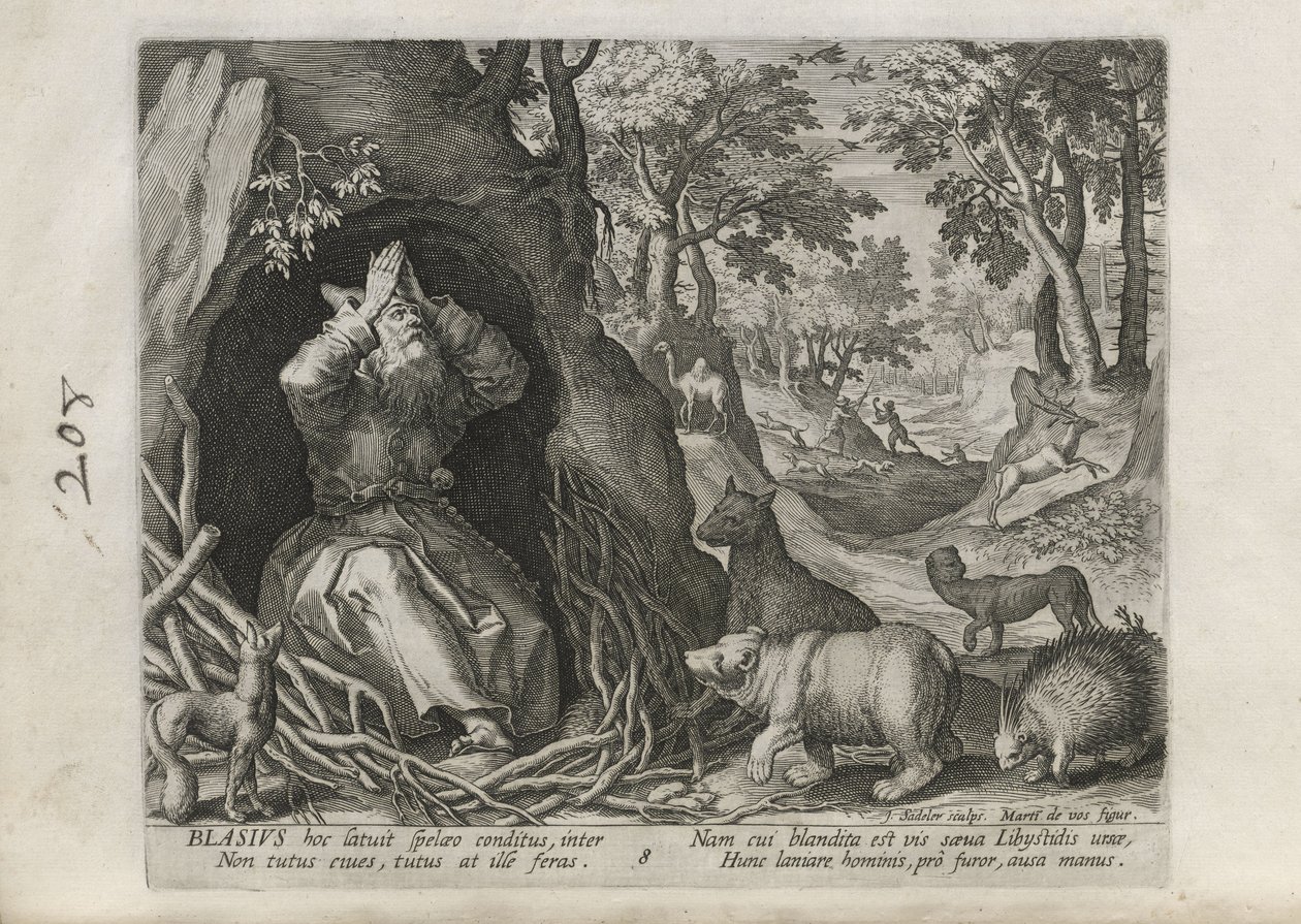 Blasius, placa n.º 8 de 30 da série Sylvae Sacrae (Eremitas em Paisagens) de Johann Sadeler I