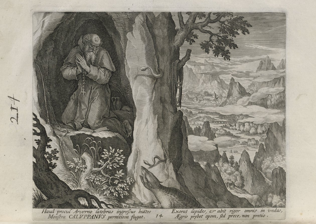 Caluppanus, n.º 14 de 30 da série Sylvae Sacrae (Eremitas em Paisagens) de Johann Sadeler I