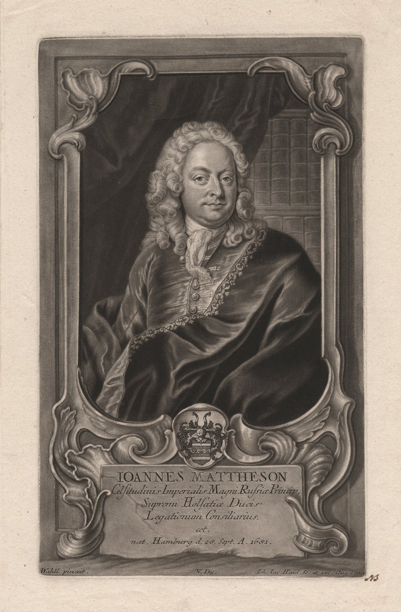 Johann Mattheson, gravado por Johann Jakob Haid (1704-67), c.1744 (mezzotint) de Johann Salomon Wahl