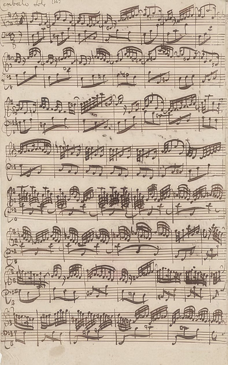 Allegro (solo de cravo) da primeira versão da Sonata nº 6 em Sol maior para violino e cravo obrigatório. 1725 de Johann Sebastian Bach