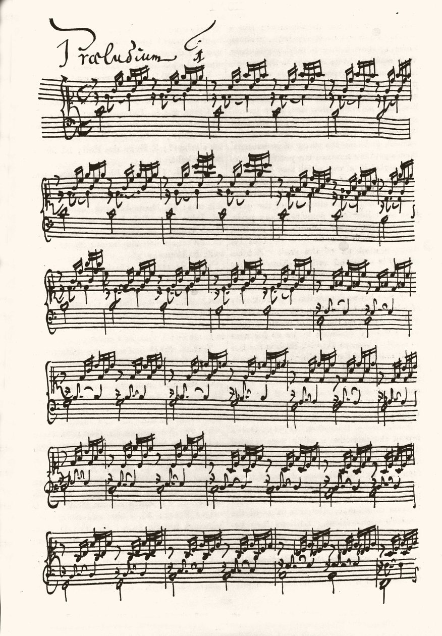 Página de uma partitura para Jean Sebastien Bach (Johann Sebastian Bach de Johann Sebastian Bach