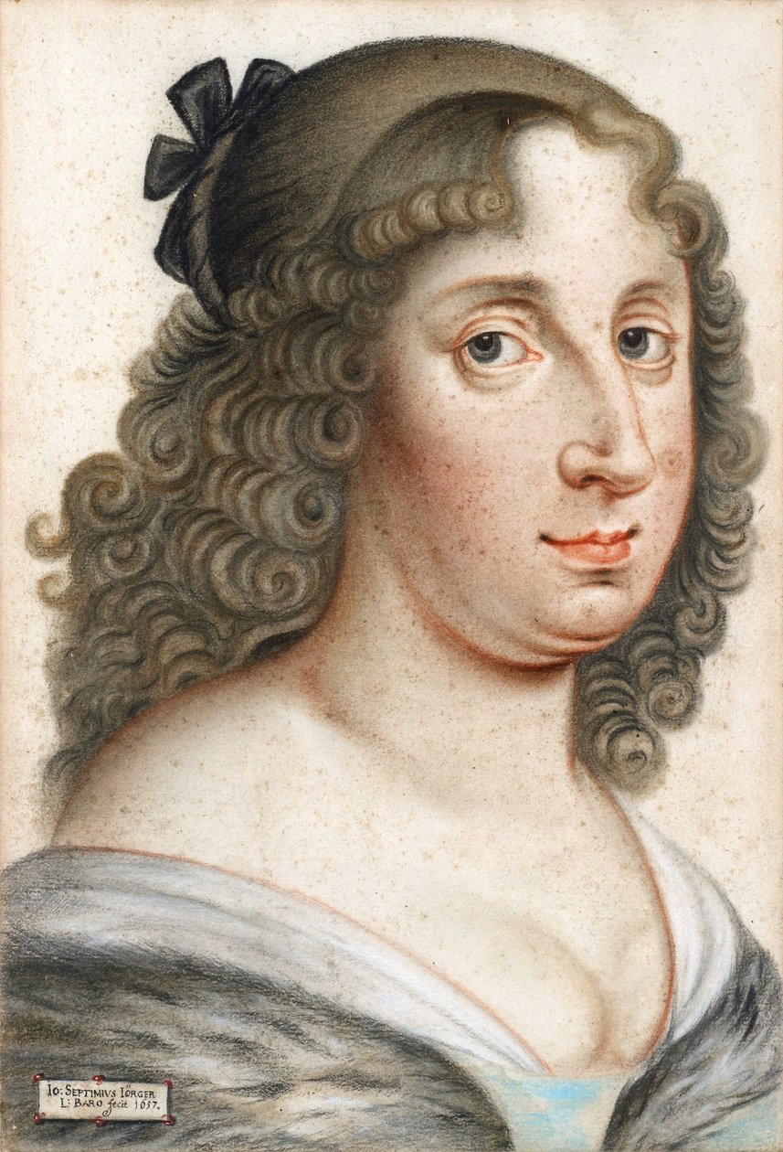 Portrait de la reine Christine de Suede (1626-1689) - Oeuvre de Johann Septimius Joerger von Tollet (1596-1672), pastel sur papier de Johann Septimius Jörger von Tollet