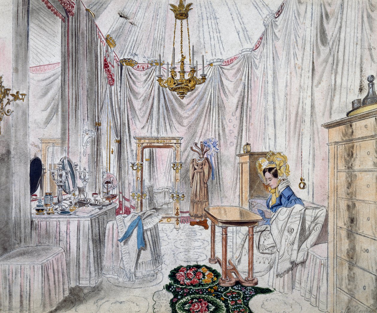 Camarim da Imperatriz Carolina Augusta no Castelo de Viena, aguarela sobre papel de Johann Stephan Decker (1784-1844) de Johann Stephan Decker